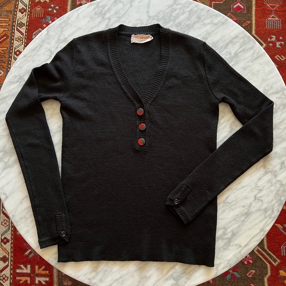 Vintage Jones New York Sweater Made in Hong Kong w/ Retro Buttons Size Small - Picture 1 of 5